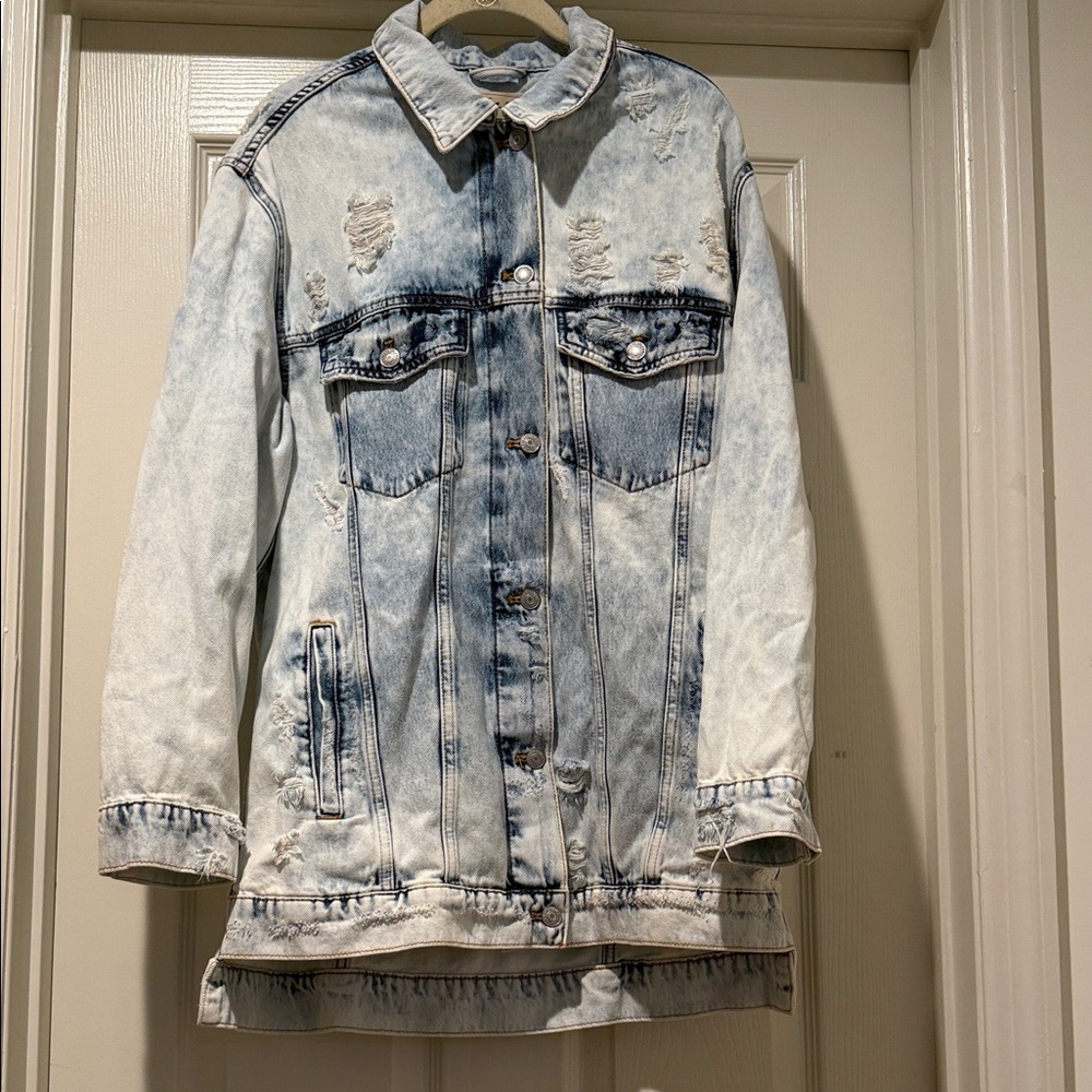 We The Free Distressed Long & Lean Jacket Autumn Chilly Beach Night Generous Sm